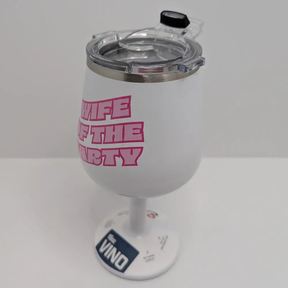 ORCA Vino White Wife Of The Party 15oz Insulated Stainless Steel Wine Cup w/ Lid